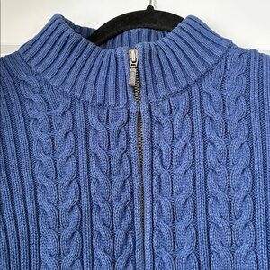 Lands' End Navy cable Knit zip cardigan large